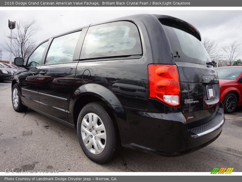 Brilliant Black Crystal Pearl / Black/Light Graystone 2016 Dodge Grand Caravan American Value Package