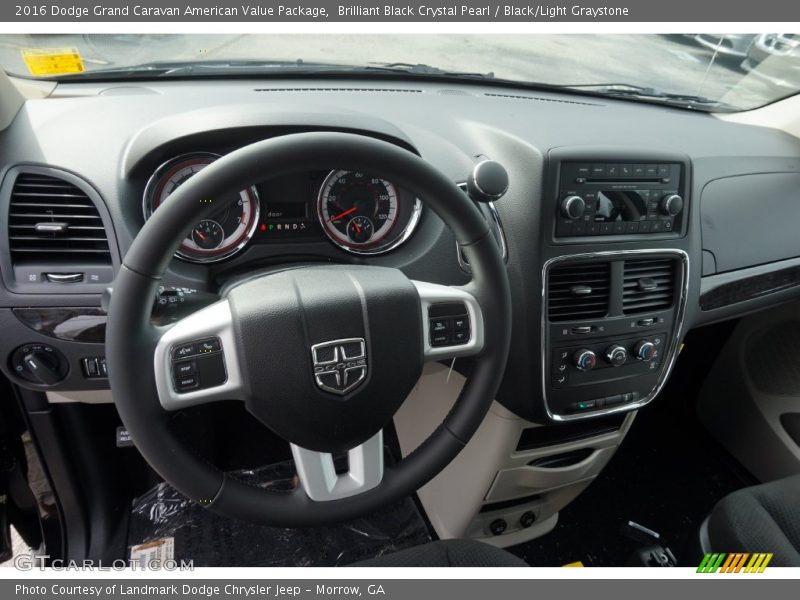 Brilliant Black Crystal Pearl / Black/Light Graystone 2016 Dodge Grand Caravan American Value Package