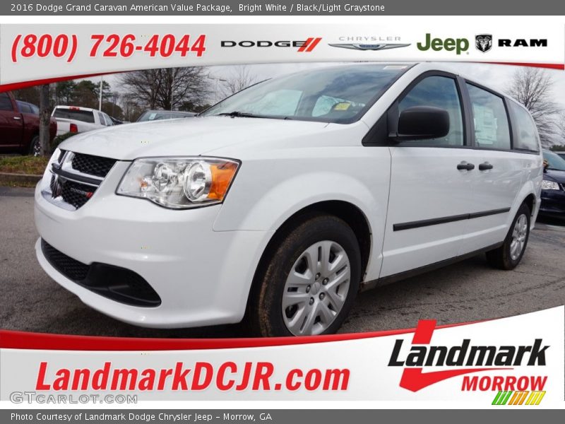 Bright White / Black/Light Graystone 2016 Dodge Grand Caravan American Value Package