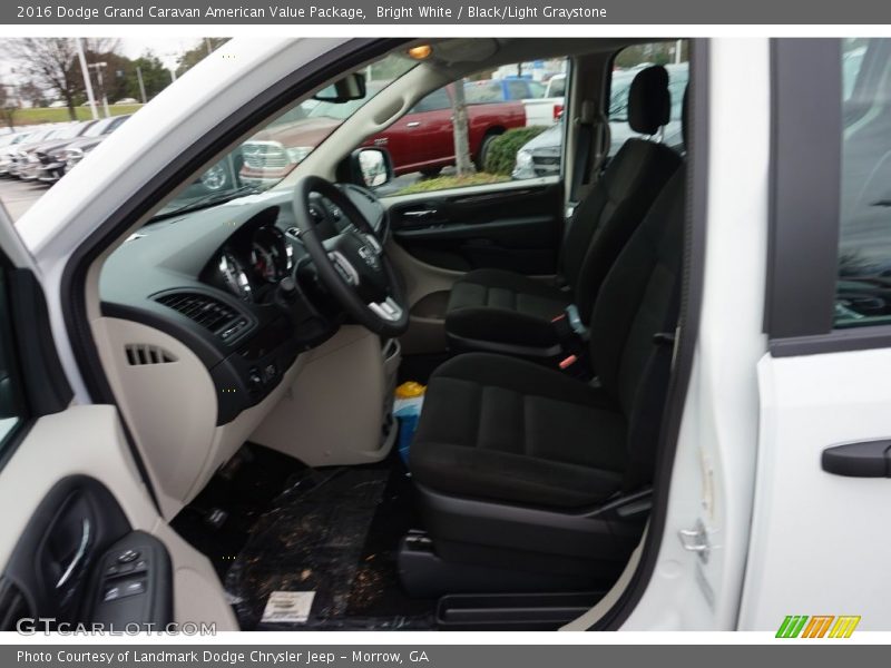 Bright White / Black/Light Graystone 2016 Dodge Grand Caravan American Value Package