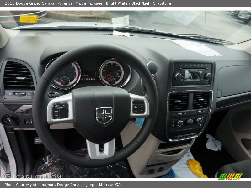 Bright White / Black/Light Graystone 2016 Dodge Grand Caravan American Value Package