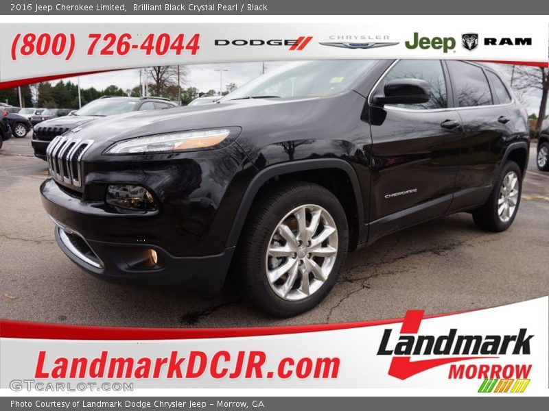 Brilliant Black Crystal Pearl / Black 2016 Jeep Cherokee Limited