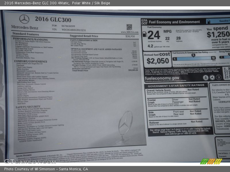 Polar White / Silk Beige 2016 Mercedes-Benz GLC 300 4Matic