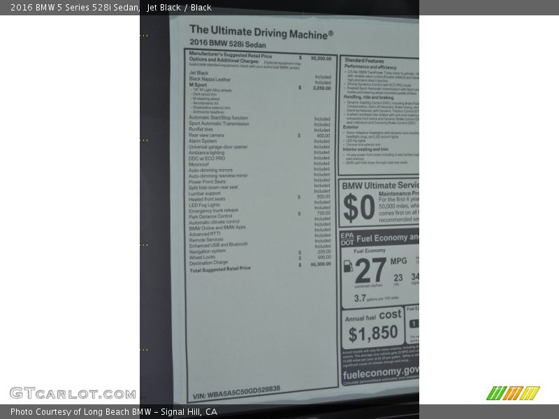 Jet Black / Black 2016 BMW 5 Series 528i Sedan