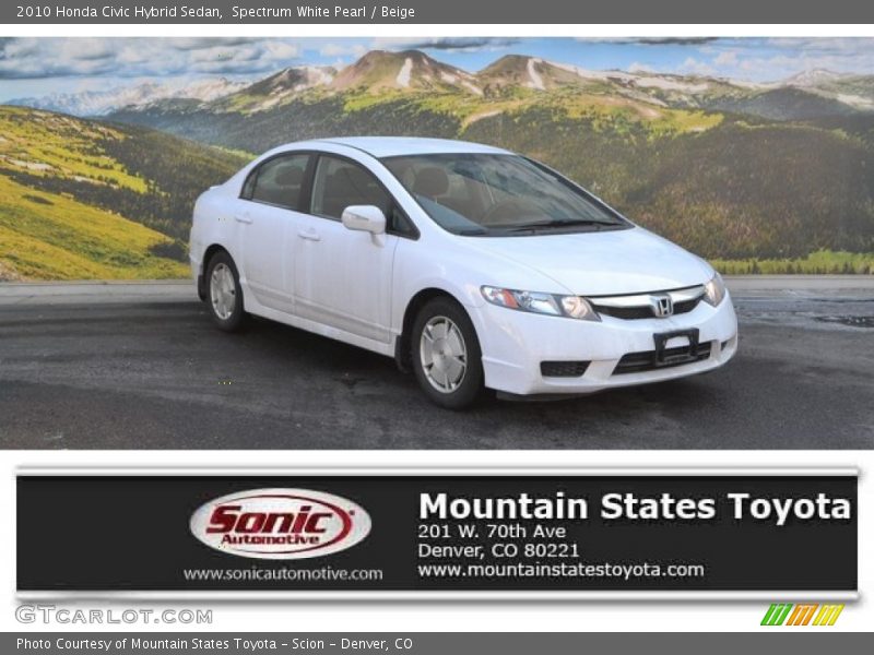 Spectrum White Pearl / Beige 2010 Honda Civic Hybrid Sedan