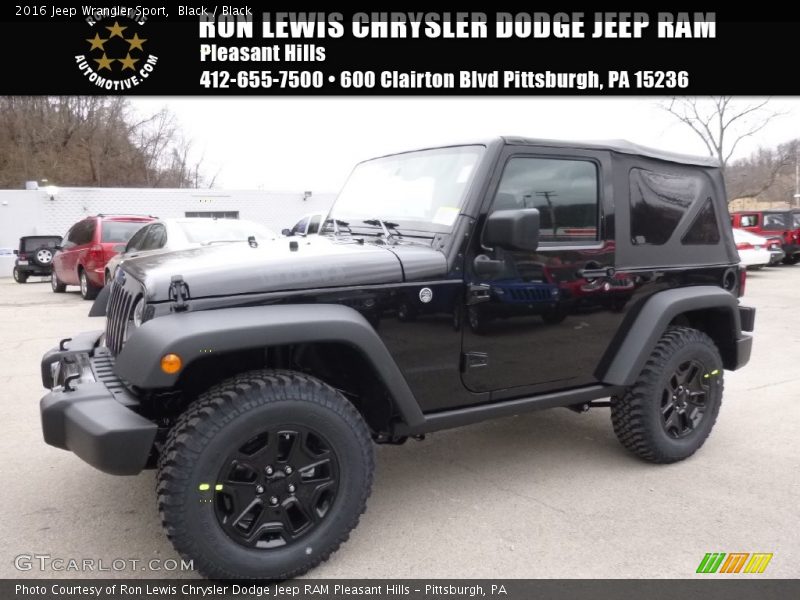 Black / Black 2016 Jeep Wrangler Sport