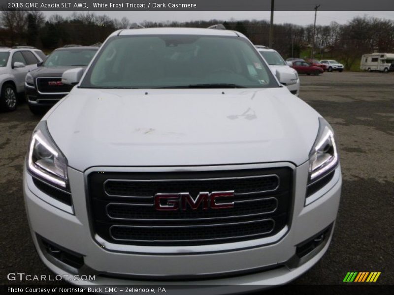 White Frost Tricoat / Dark Cashmere 2016 GMC Acadia SLT AWD