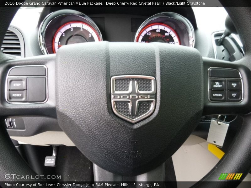 Deep Cherry Red Crystal Pearl / Black/Light Graystone 2016 Dodge Grand Caravan American Value Package