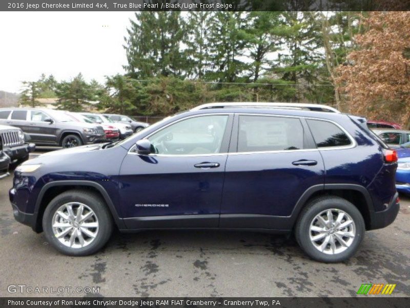 True Blue Pearl / Black/Light Frost Beige 2016 Jeep Cherokee Limited 4x4