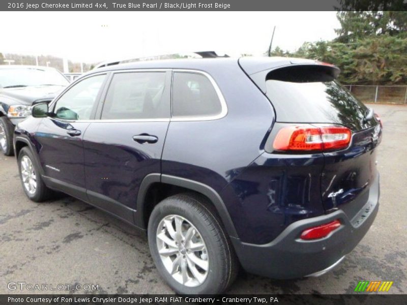 True Blue Pearl / Black/Light Frost Beige 2016 Jeep Cherokee Limited 4x4