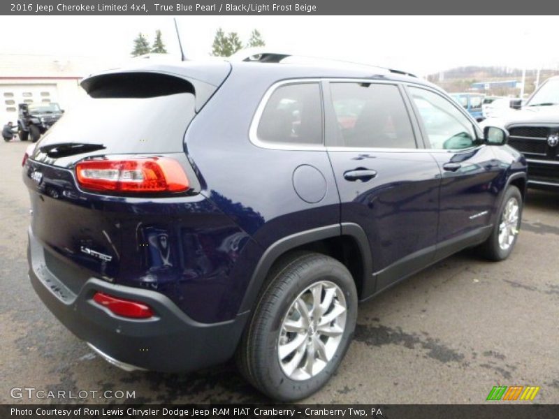 True Blue Pearl / Black/Light Frost Beige 2016 Jeep Cherokee Limited 4x4