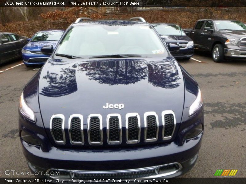 True Blue Pearl / Black/Light Frost Beige 2016 Jeep Cherokee Limited 4x4