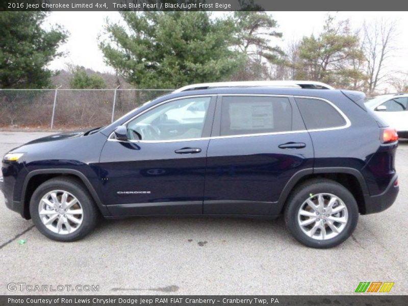 True Blue Pearl / Black/Light Frost Beige 2016 Jeep Cherokee Limited 4x4