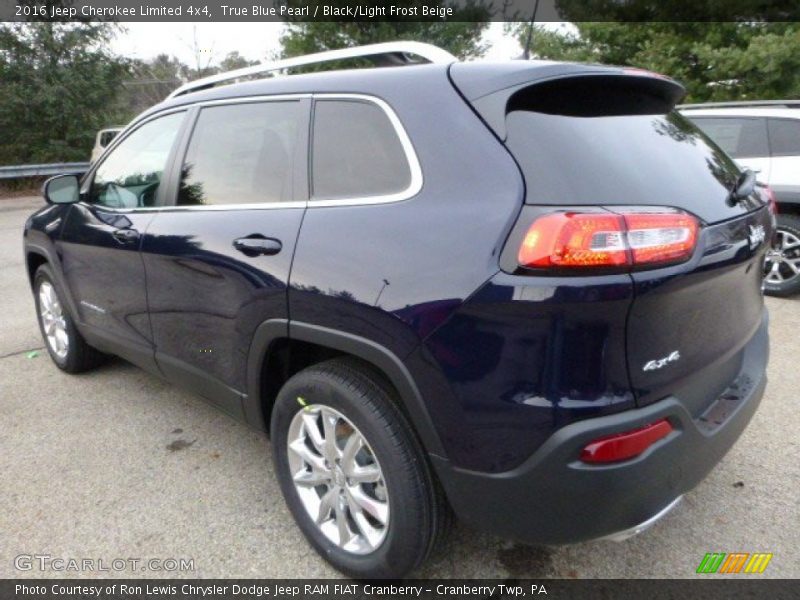 True Blue Pearl / Black/Light Frost Beige 2016 Jeep Cherokee Limited 4x4