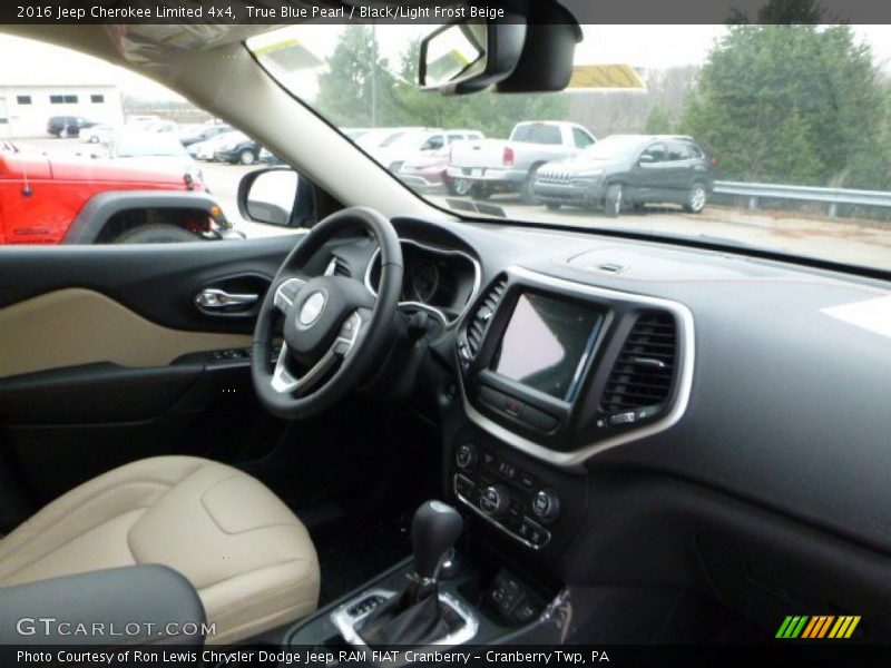 True Blue Pearl / Black/Light Frost Beige 2016 Jeep Cherokee Limited 4x4