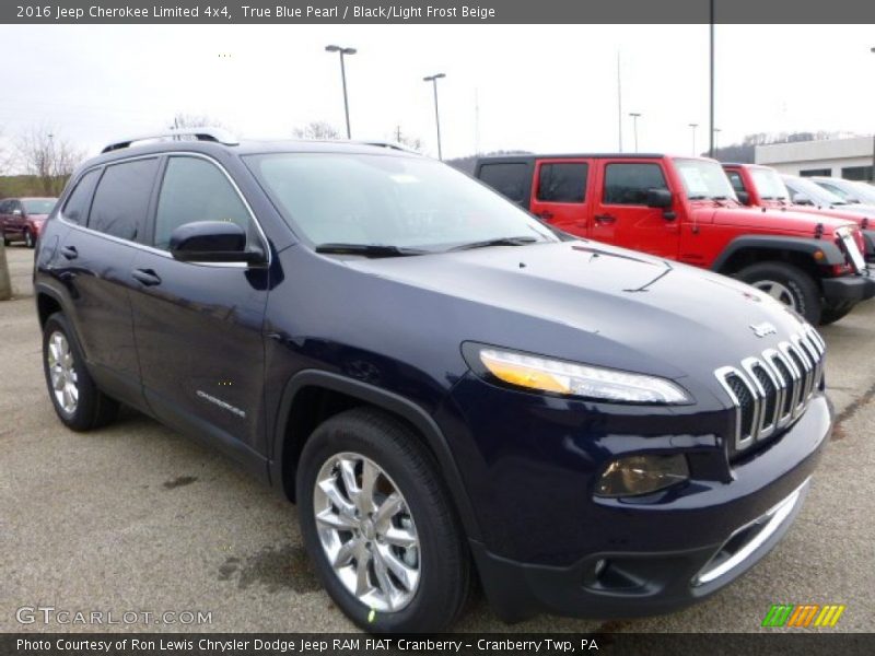 True Blue Pearl / Black/Light Frost Beige 2016 Jeep Cherokee Limited 4x4