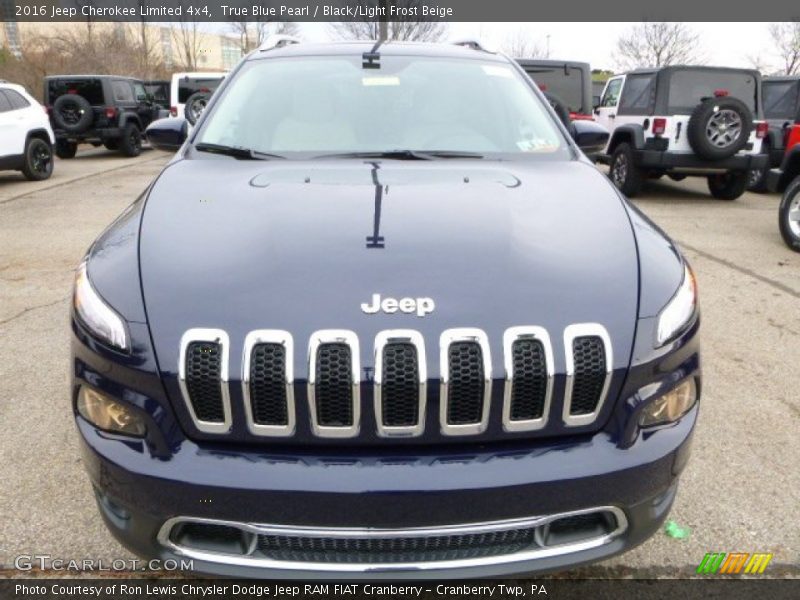 True Blue Pearl / Black/Light Frost Beige 2016 Jeep Cherokee Limited 4x4