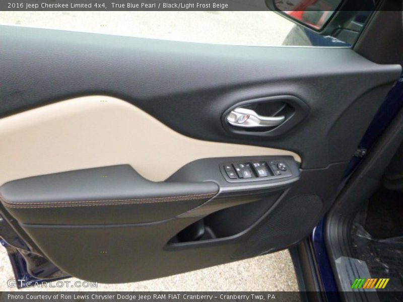 True Blue Pearl / Black/Light Frost Beige 2016 Jeep Cherokee Limited 4x4