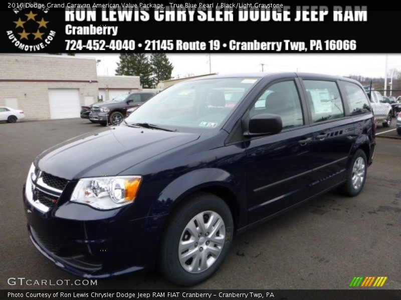 True Blue Pearl / Black/Light Graystone 2016 Dodge Grand Caravan American Value Package