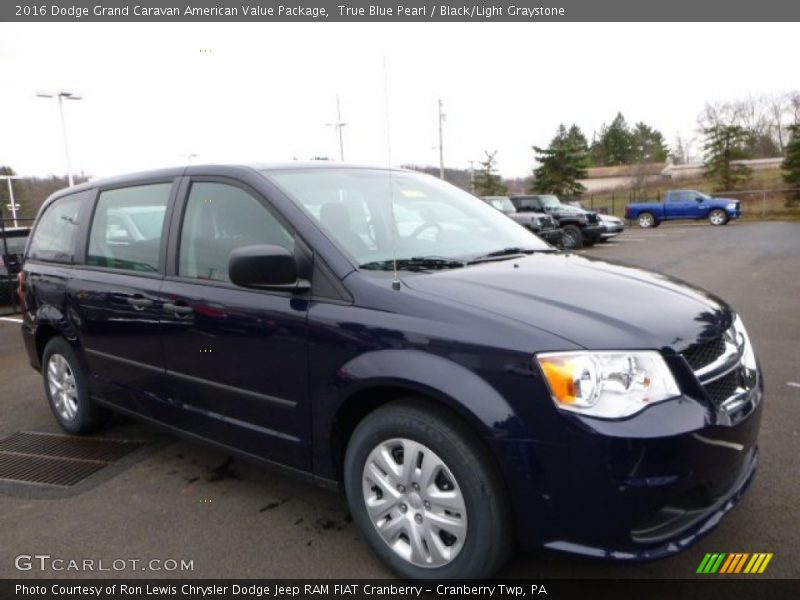 True Blue Pearl / Black/Light Graystone 2016 Dodge Grand Caravan American Value Package