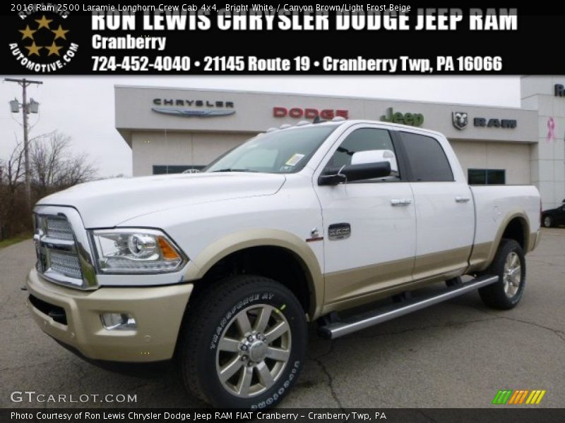 Bright White / Canyon Brown/Light Frost Beige 2016 Ram 2500 Laramie Longhorn Crew Cab 4x4