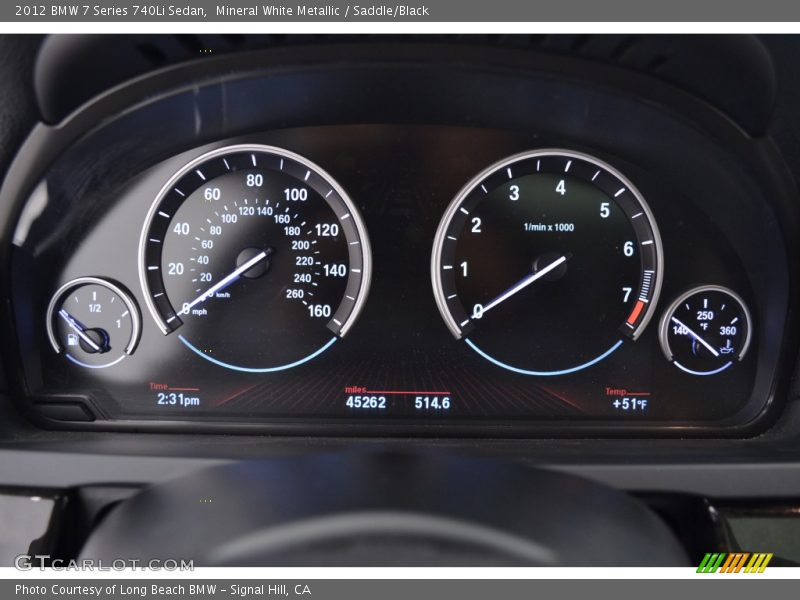 Mineral White Metallic / Saddle/Black 2012 BMW 7 Series 740Li Sedan