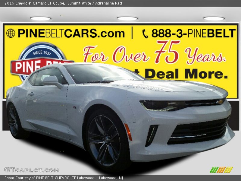 Summit White / Adrenaline Red 2016 Chevrolet Camaro LT Coupe