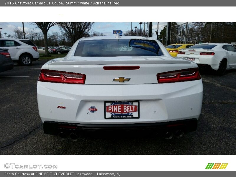 Summit White / Adrenaline Red 2016 Chevrolet Camaro LT Coupe