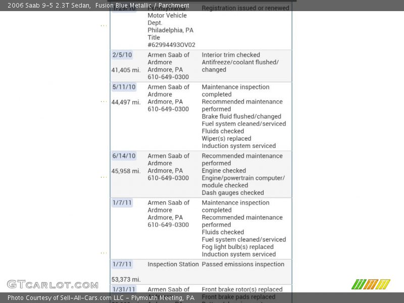 Fusion Blue Metallic / Parchment 2006 Saab 9-5 2.3T Sedan