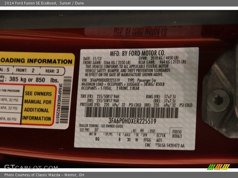 Sunset / Dune 2014 Ford Fusion SE EcoBoost