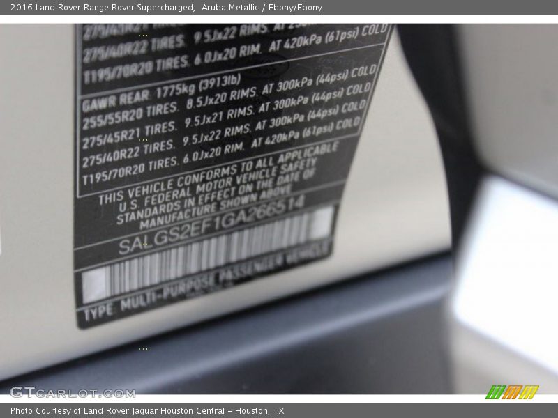 Aruba Metallic / Ebony/Ebony 2016 Land Rover Range Rover Supercharged