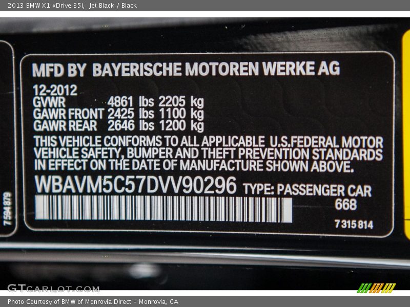 Jet Black / Black 2013 BMW X1 xDrive 35i