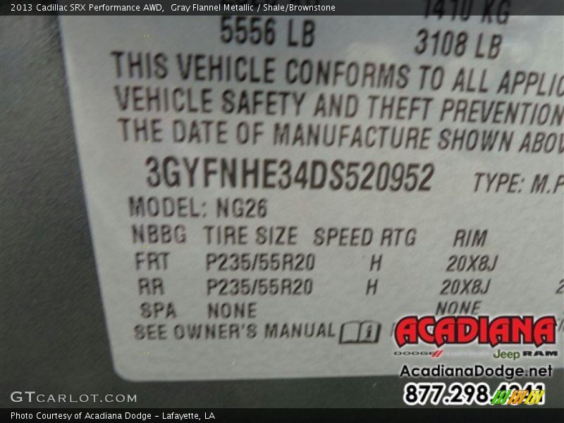 Gray Flannel Metallic / Shale/Brownstone 2013 Cadillac SRX Performance AWD