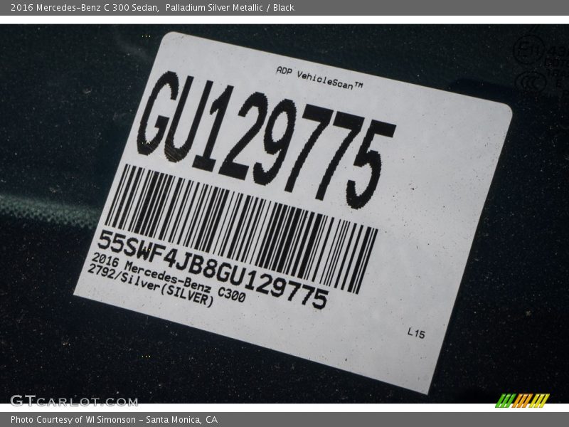 Palladium Silver Metallic / Black 2016 Mercedes-Benz C 300 Sedan
