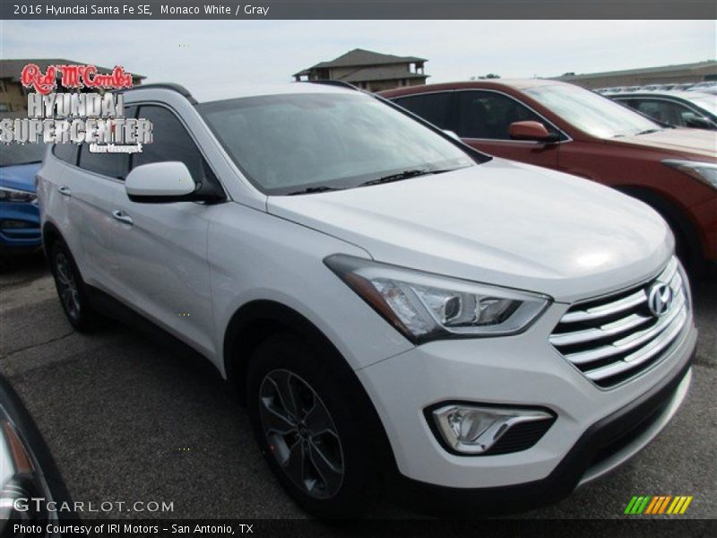 Monaco White / Gray 2016 Hyundai Santa Fe SE