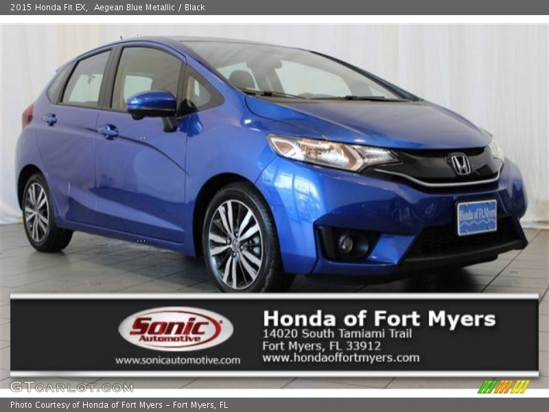 Aegean Blue Metallic / Black 2015 Honda Fit EX