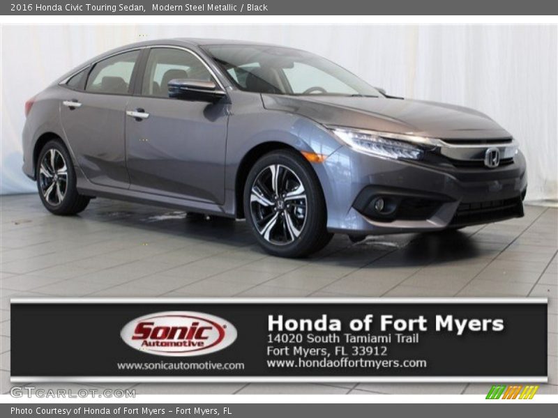 Modern Steel Metallic / Black 2016 Honda Civic Touring Sedan