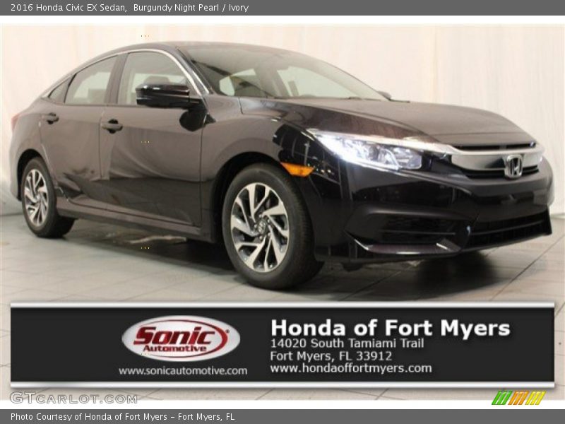 Burgundy Night Pearl / Ivory 2016 Honda Civic EX Sedan