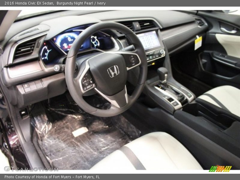 Burgundy Night Pearl / Ivory 2016 Honda Civic EX Sedan