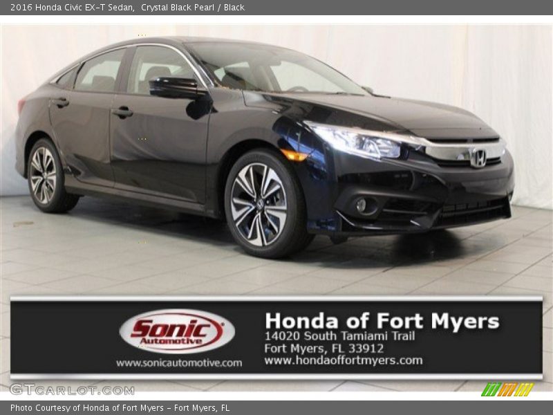 Crystal Black Pearl / Black 2016 Honda Civic EX-T Sedan