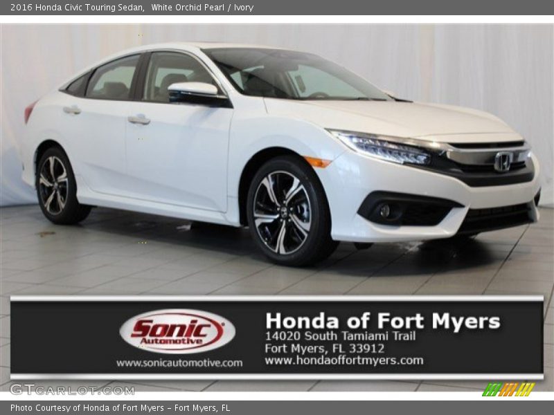White Orchid Pearl / Ivory 2016 Honda Civic Touring Sedan