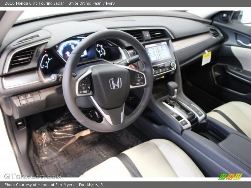 White Orchid Pearl / Ivory 2016 Honda Civic Touring Sedan