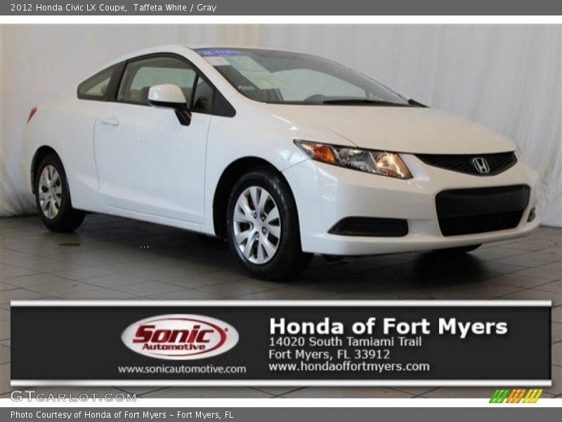 Taffeta White / Gray 2012 Honda Civic LX Coupe