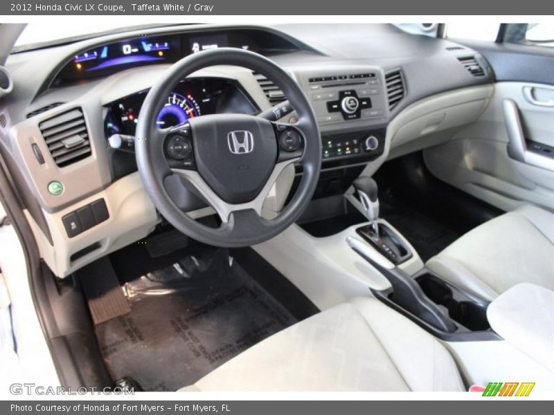 Taffeta White / Gray 2012 Honda Civic LX Coupe