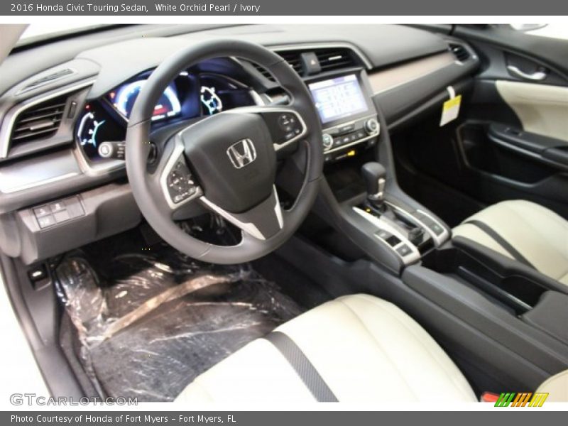 White Orchid Pearl / Ivory 2016 Honda Civic Touring Sedan