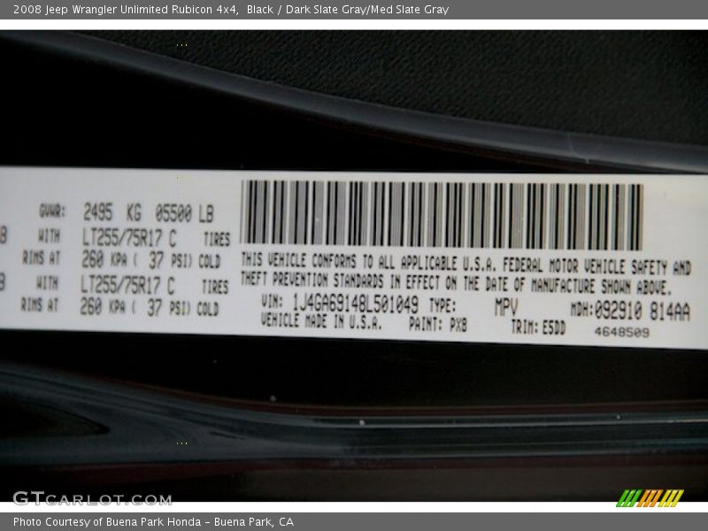 Black / Dark Slate Gray/Med Slate Gray 2008 Jeep Wrangler Unlimited Rubicon 4x4