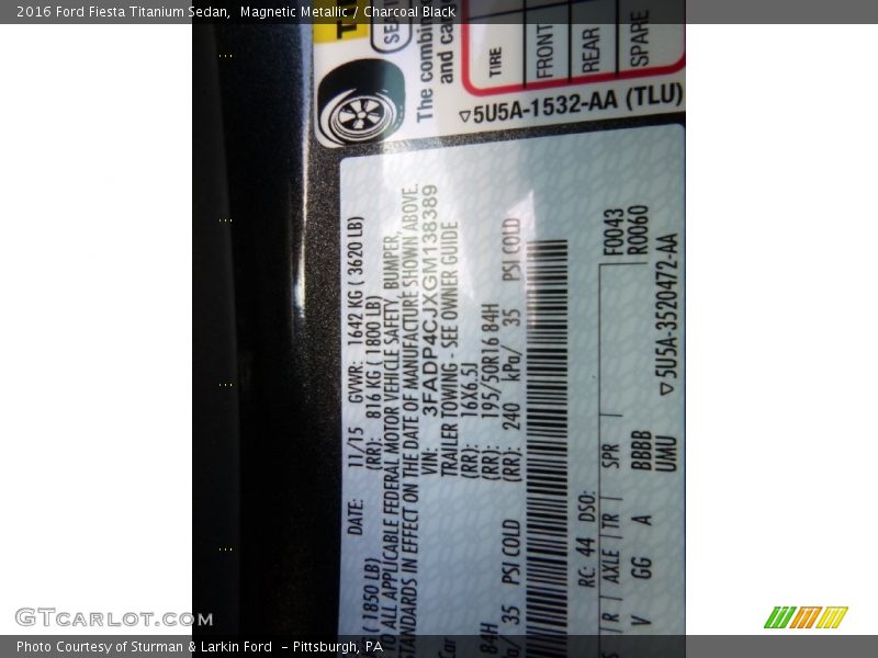 Magnetic Metallic / Charcoal Black 2016 Ford Fiesta Titanium Sedan
