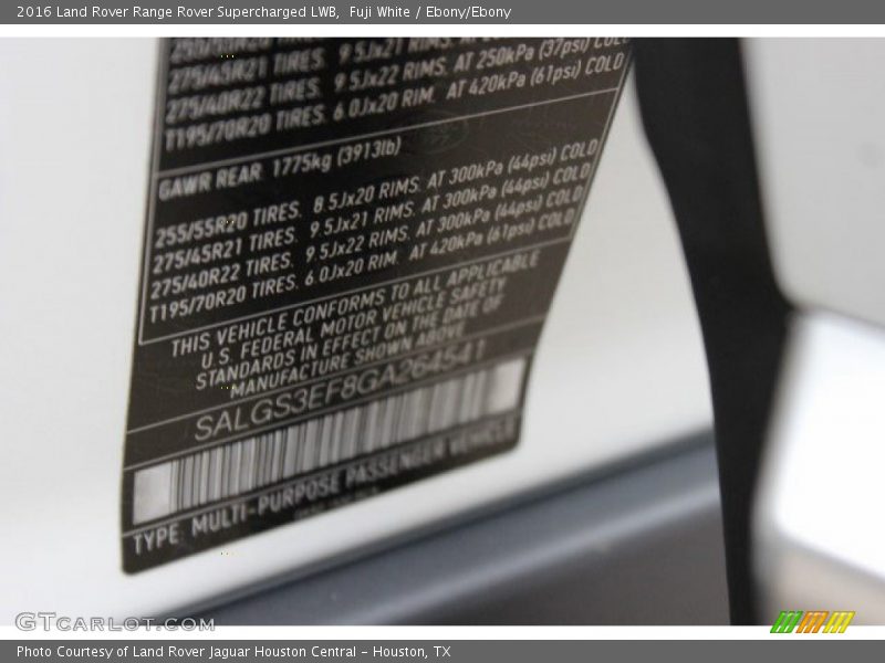 Fuji White / Ebony/Ebony 2016 Land Rover Range Rover Supercharged LWB