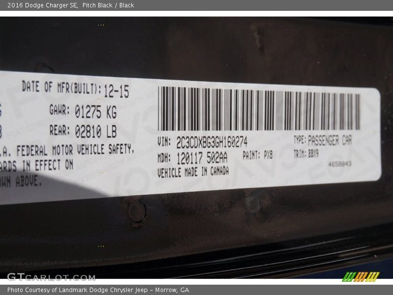 Pitch Black / Black 2016 Dodge Charger SE