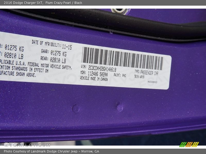 Plum Crazy Pearl / Black 2016 Dodge Charger SXT